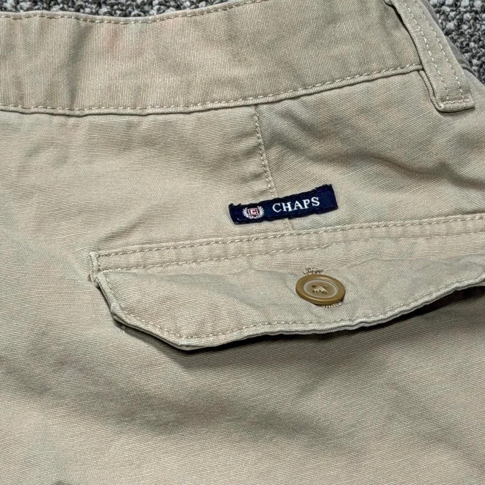 Chaps Mens Cargo Shorts Khaki Tan Cotton Twill Multi Pocket Size 34